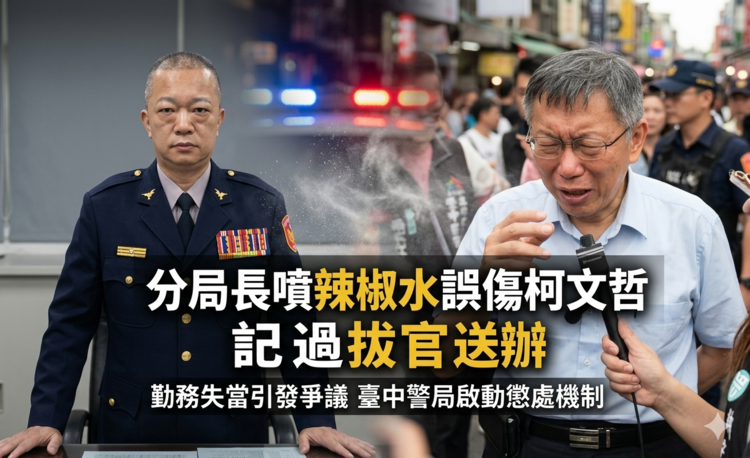 臺中市警局分局長噴辣椒水誤傷柯文哲多人　記過拔官後再依傷害罪送辦調查曝光