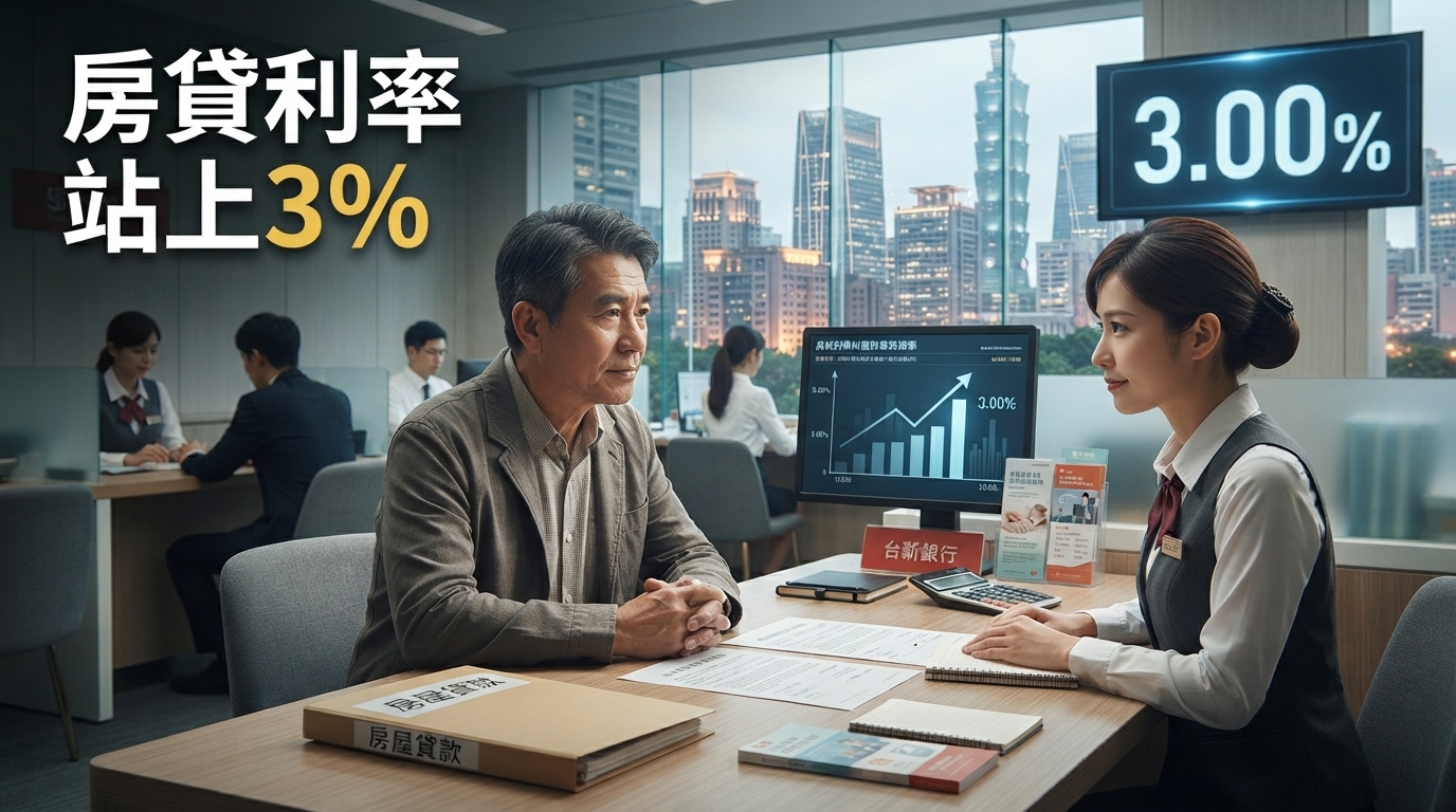台新銀台北首購房貸利率站上3%　銀行資金緊俏推升房貸成本，排撥潮再