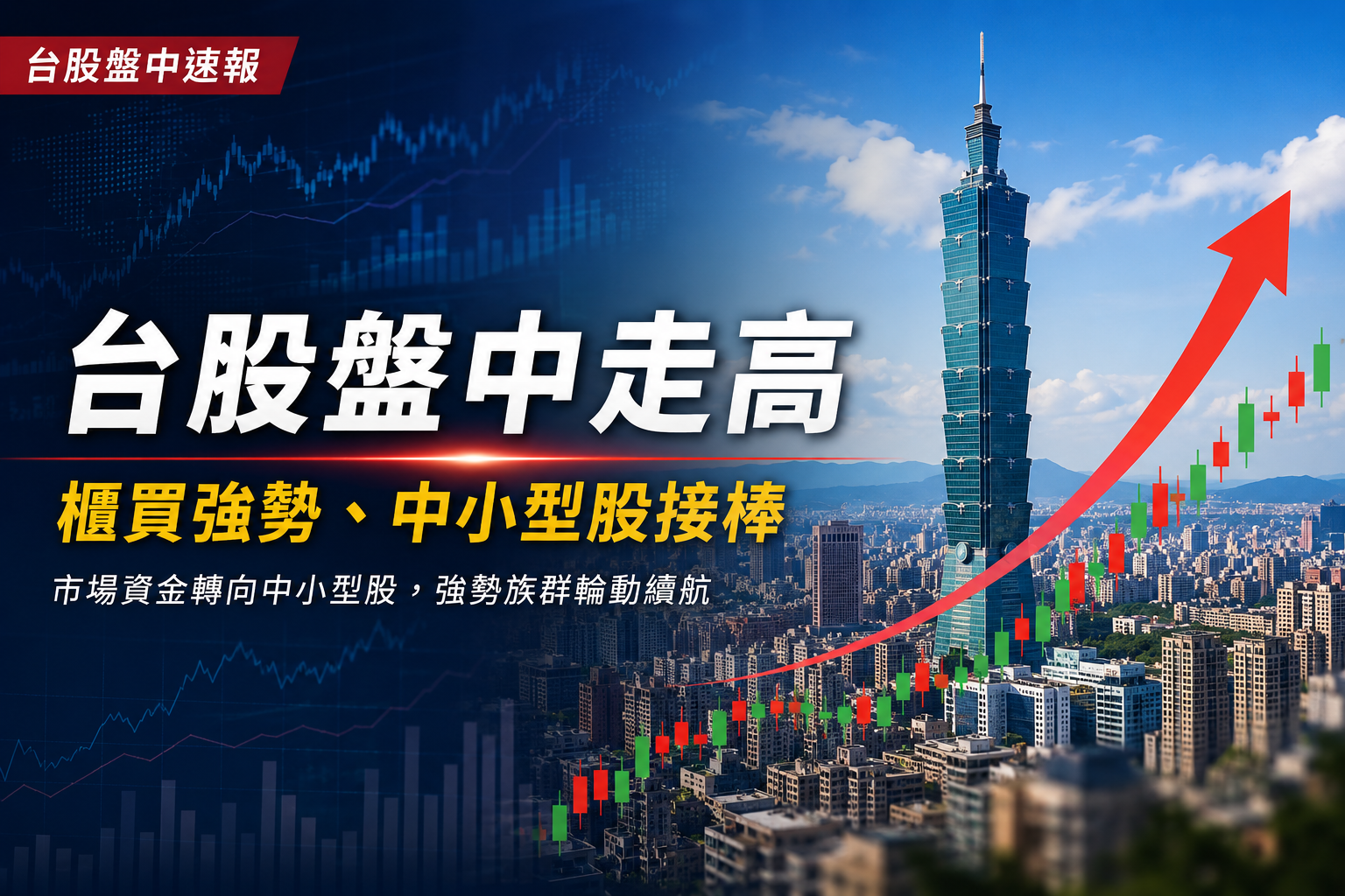 台股8月13日盤中續揚！加權指數漲近400點　櫃買指數強攻、電子與中小型股接棒走