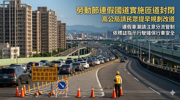 國道勞動節連假實施匝道封閉　高公局請民眾提早規劃改道路線