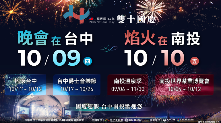 雙城共舞迎國慶！臺中南投攜手打造四大活動盛典　跨縣市觀光資源整合引爆中臺灣慶典經濟