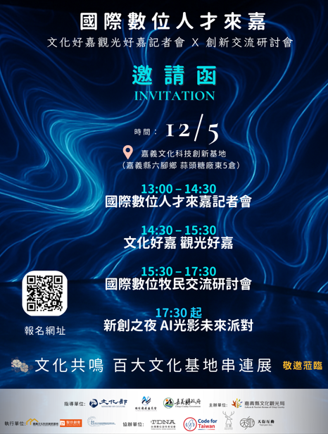 全球數位人才湧入嘉義！跨國交流、文化展示與 AI光影未來秀全線點燃，12/5 帶你看見文化科技新高度