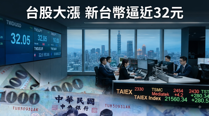 股匯雙漲推升台幣！新台幣升破32.2元關卡　外資信心回升、32元大關成下一道觀察線
