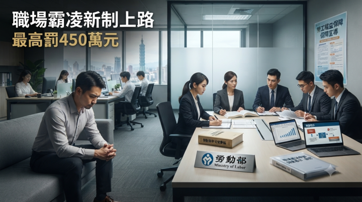 《職場霸凌防治措施準則》7月1日正式上路　企業最高恐罰450萬元！職場霸凌定義、申訴流程一次看懂