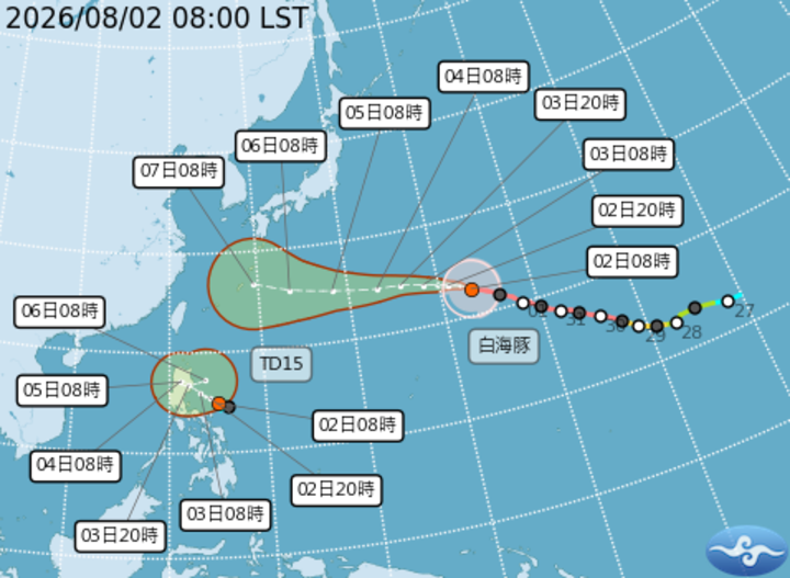白海豚颱風最新路徑朝琉球逼近　暴風半徑320公里　臺灣北部受影響機率曝光