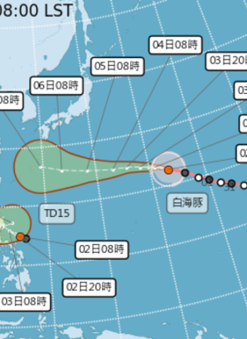 白海豚颱風最新路徑朝琉球逼近　暴風半徑320公里　臺灣北部受影響機率曝光