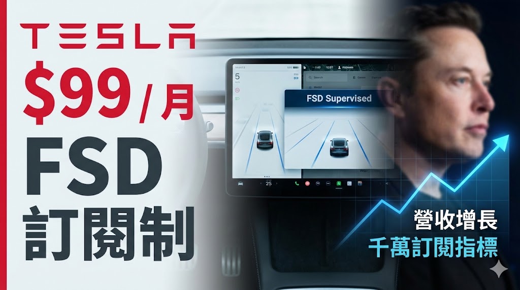 特斯拉Tesla取消FSD買斷制，2月14日起月費99美元訂閱制正式上線，馬斯克薪酬方案與未來營收布局同步推進