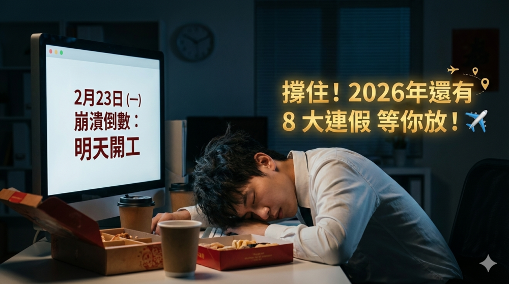 春節9天連假將結束　上班族哀號「時間過太快」情緒湧現　下週開工但8大連假仍可期待