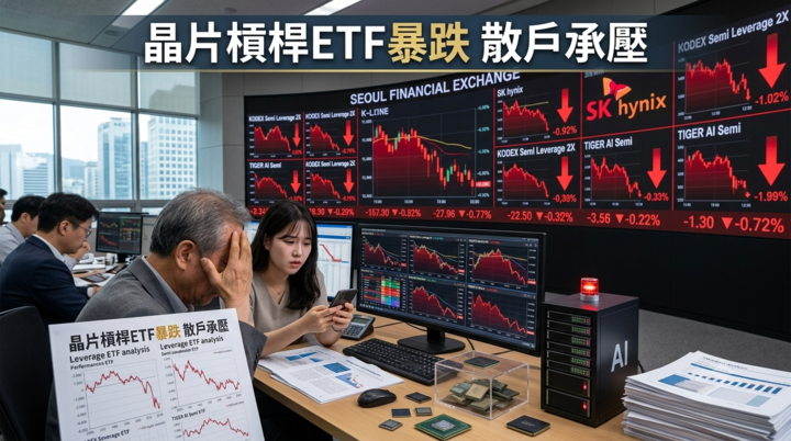 南韓晶片槓桿ETF重挫引發市場震盪　三星電子、SK海力士股價回檔衝擊散戶投資