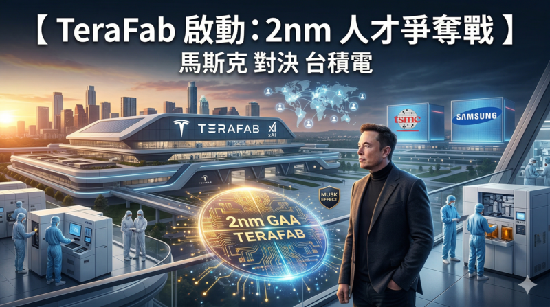 馬斯克啟動TeraFab晶圓廠計畫　全球搶挖半導體人才強攻2奈米製程直面台積電與三星競爭