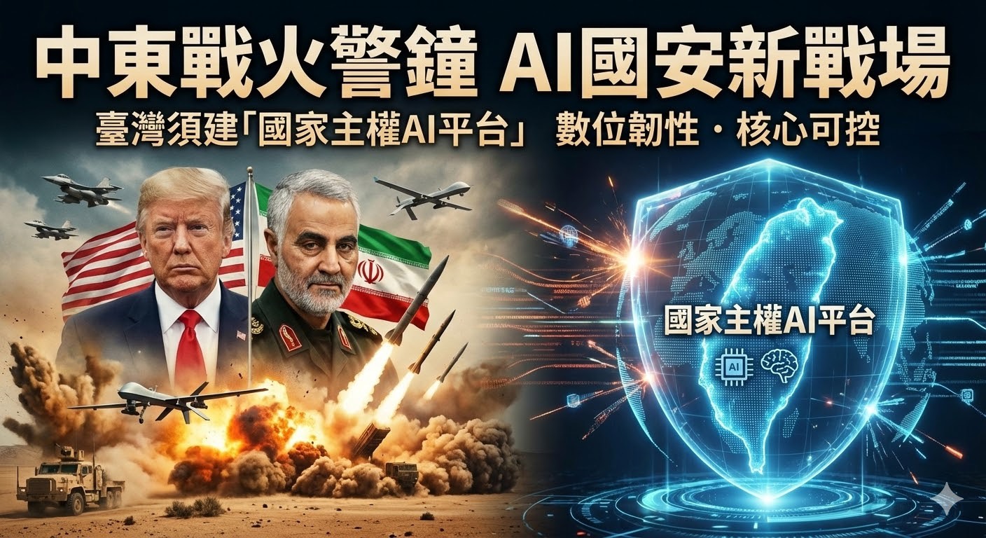 中東戰火帶來國安新警訊　AI時代國安新戰場全面浮現　臺灣建立自己國家主權AI平台成數字霸權決戰關鍵