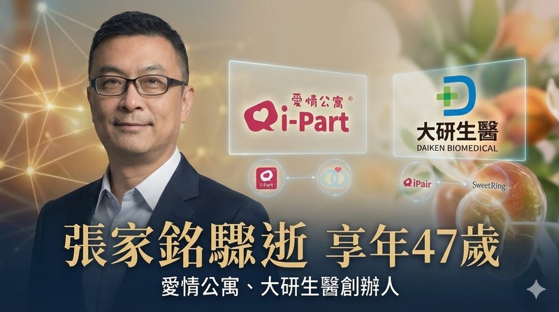 突傳噩耗！尚凡國際董事長張家銘47歲驟逝　愛情公寓、大研生醫創辦人睡夢中辭世　臺灣交友平台產業震動