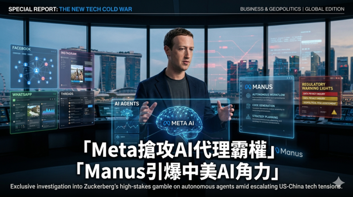 Meta豪砸20億美元搶下AI代理獨角獸Manus　祖克柏全面啟動「AI數位管家」戰略　中美科技角力正式升級